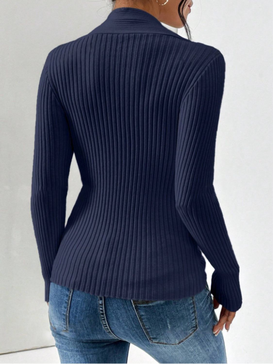 Twist Front Ribbed Long Sleeve Sweater