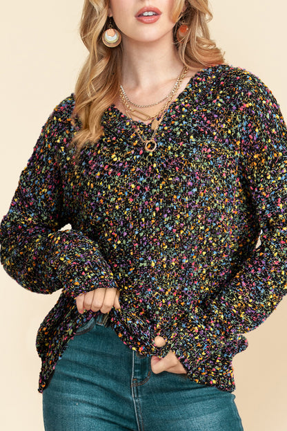 Confetti V-Neck Long Sleeve Sweater