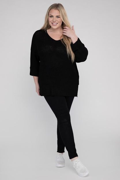 Plus Size Crew Neck Knit Sweater