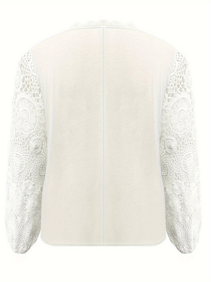 Lace Detail V-Neck Long Sleeve T-Shirt