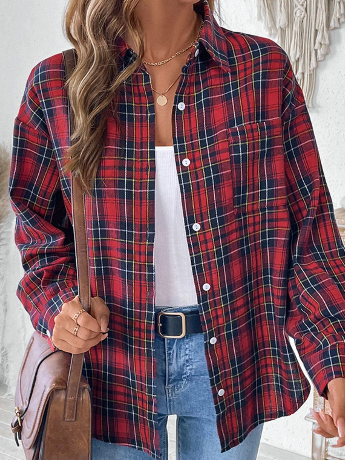 Plaid Button Up Long Sleeve Shirt