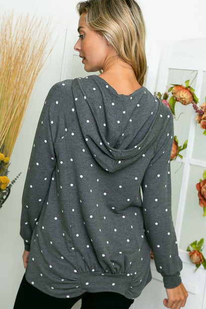 POLKA DOT TERRY HOODIE TOP