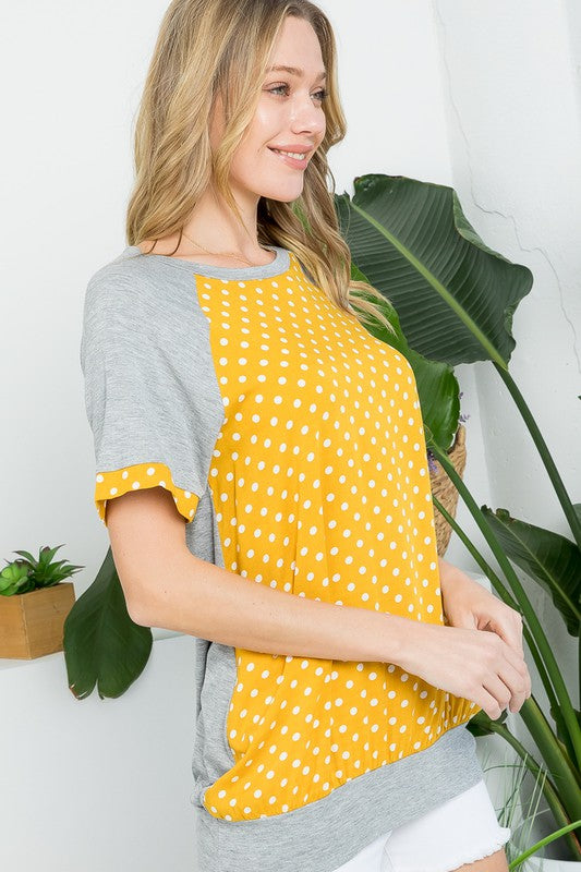 PLUS POLKA DOT MIX CASUAL TUNIC TOP