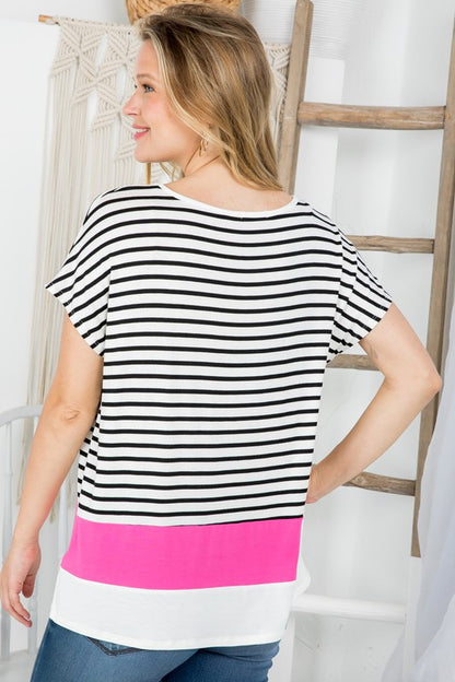 STRIPE COLORBLOCK TUNIC TOP