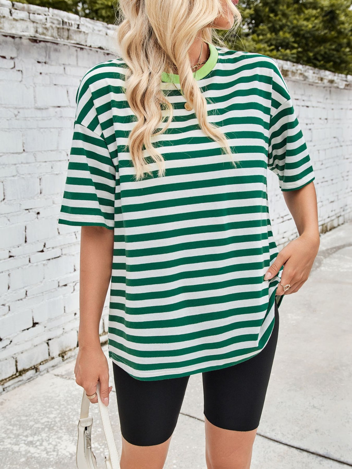 Striped Round Neck Half Sleeve T-Shirt