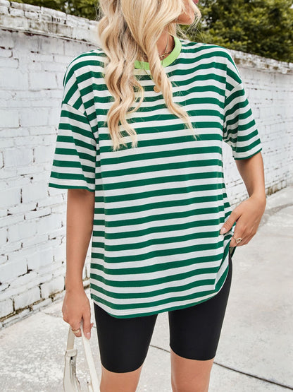 Striped Round Neck Half Sleeve T-Shirt