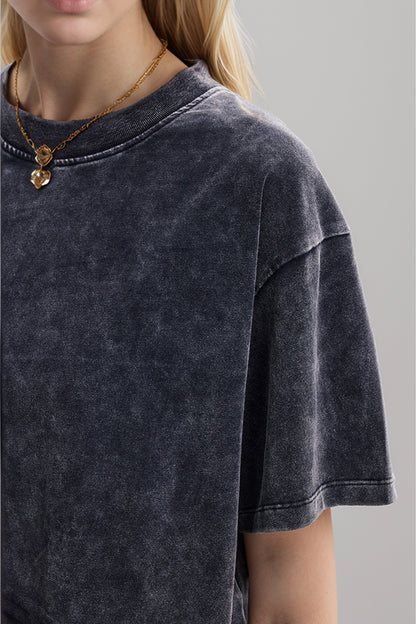 Round Neck Dropped Shoulder Short Sleeve T-Shirt