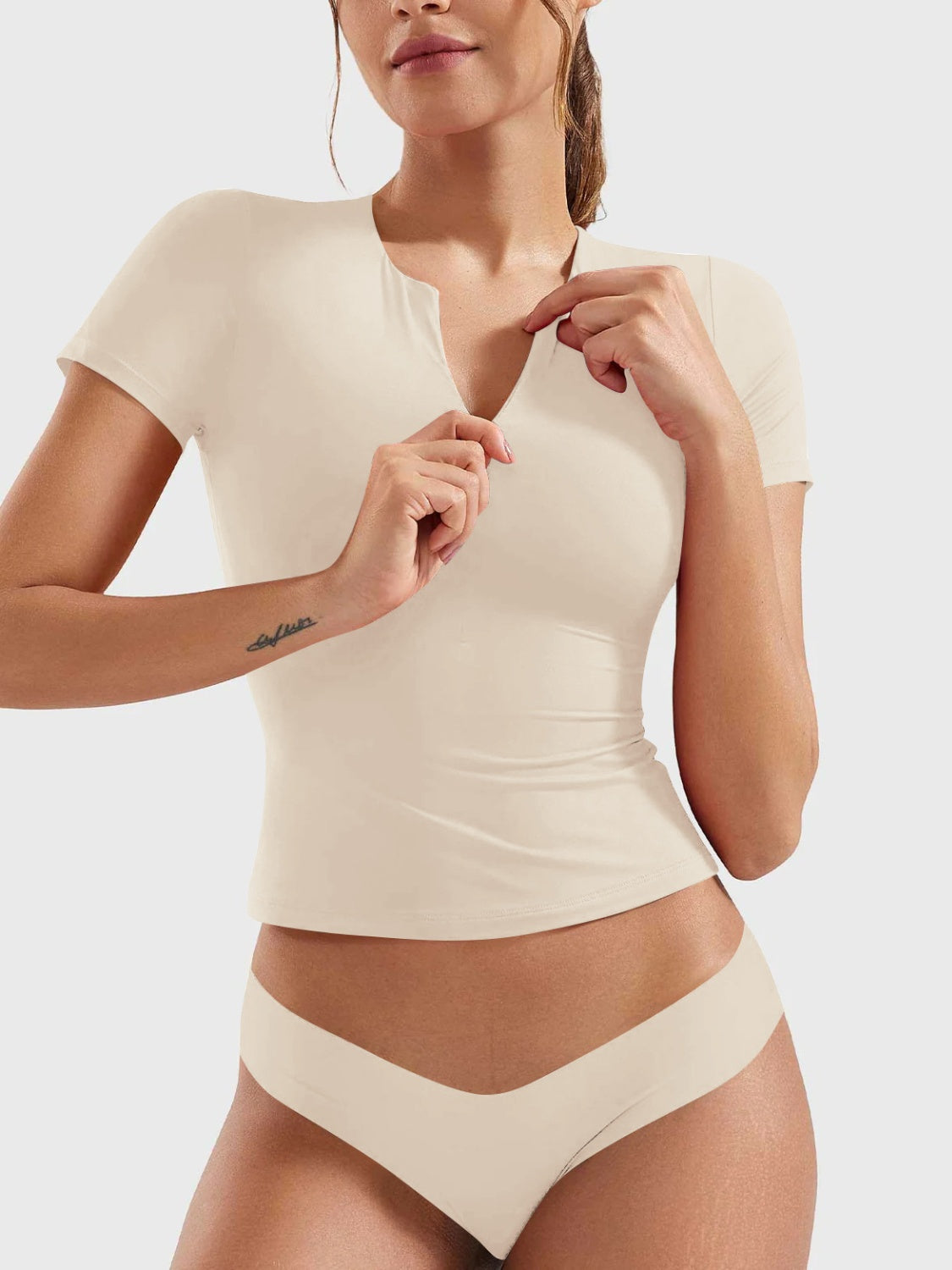 Half Zip Short Sleeve T-Shirt