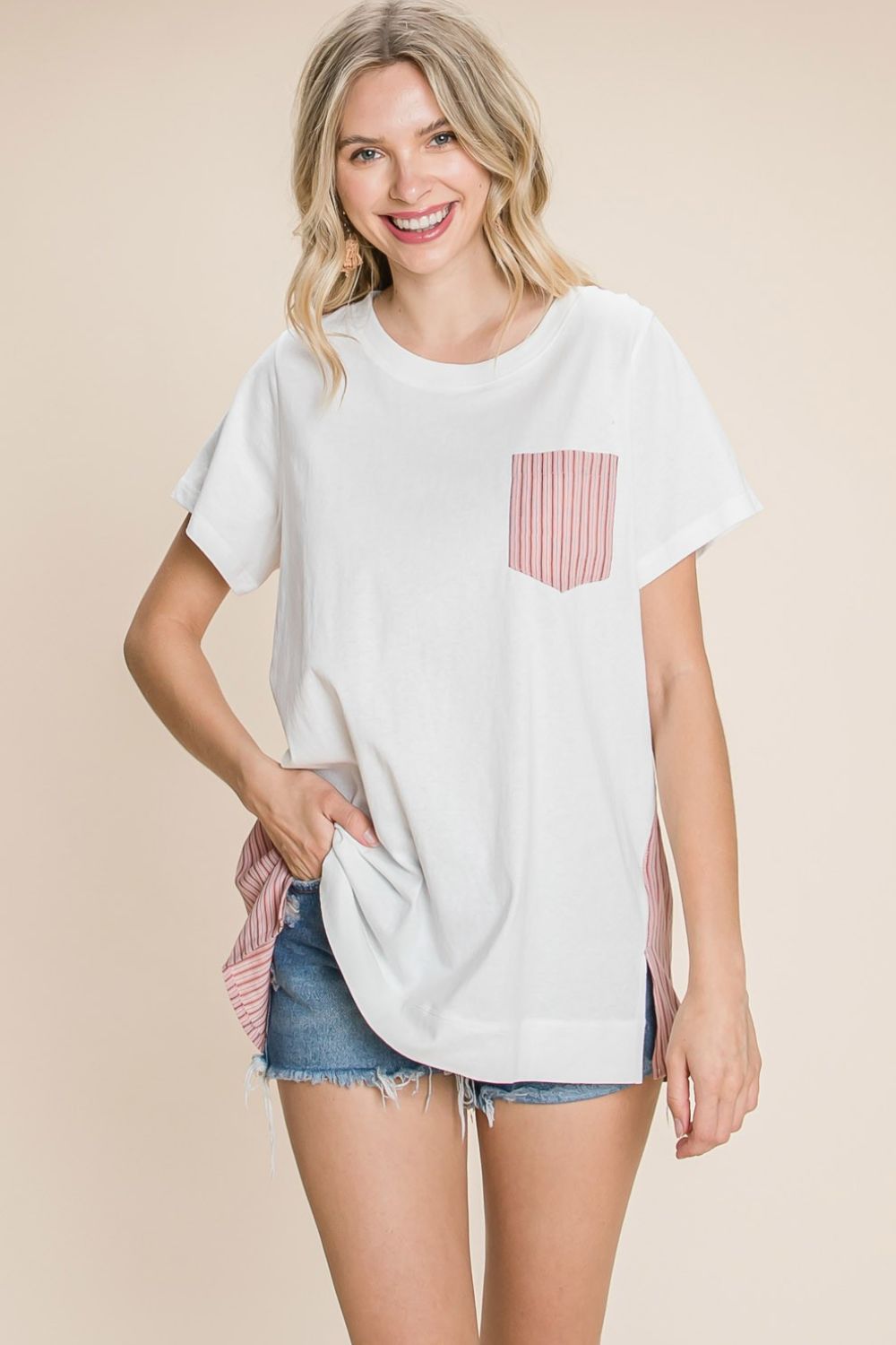 Contrast Striped Short Sleeve T-Shirt