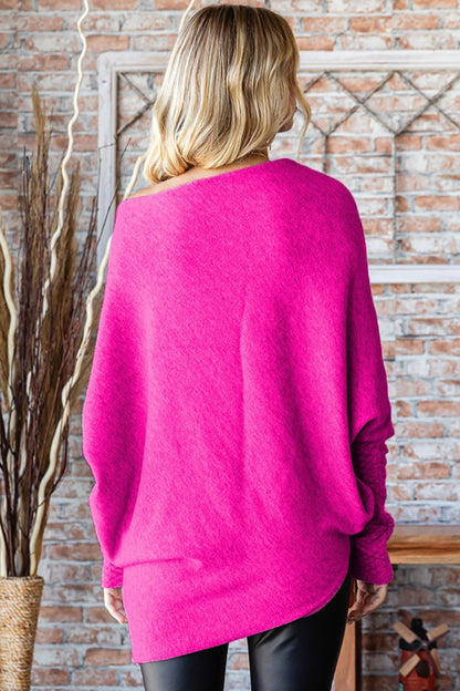 Asymmetrical Hem Dolman Sleeve Sweater