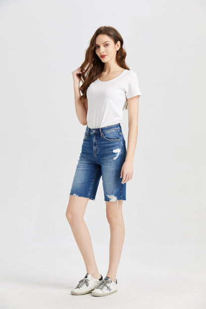 BAYEAS Super High Rise Denim Bermuda Shorts