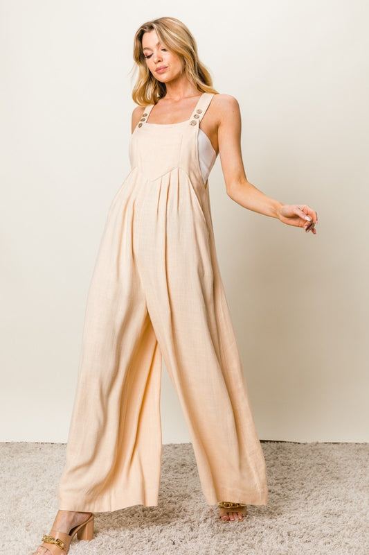 Texture Sleeveless Wide Leg Jumpsuit