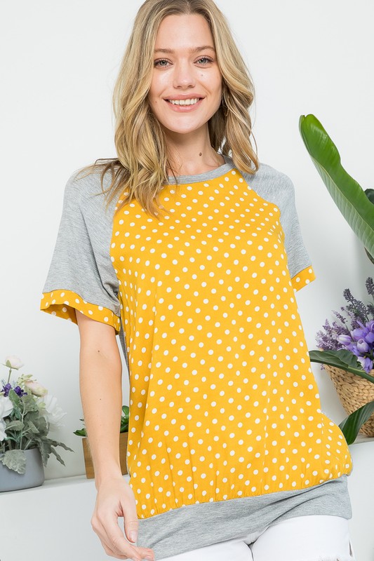 PLUS POLKA DOT MIX CASUAL TUNIC TOP