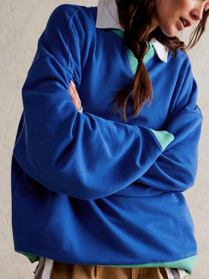 Contrast Dropped Shoulder Long Sleeve Sweatshirt