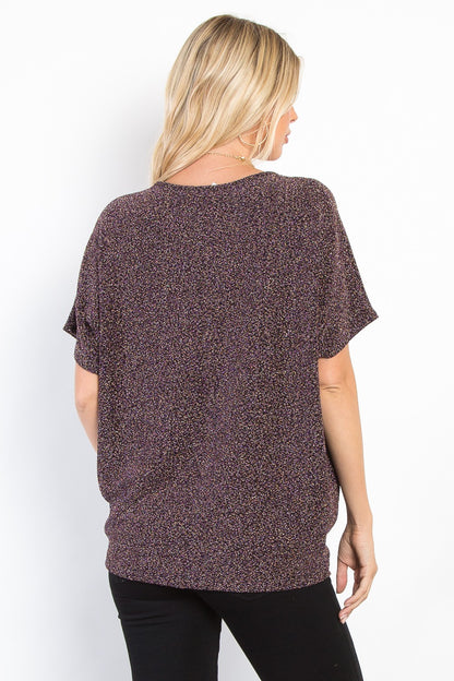 Lurex Center Elastic Cinched Knit Top