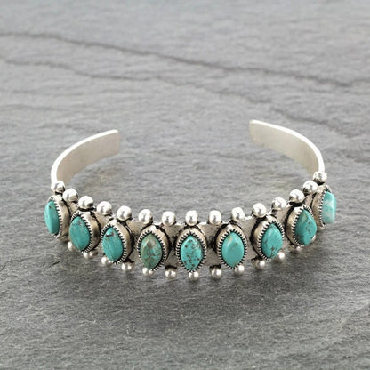 Artificial Turquoise Alloy Open Bracelet