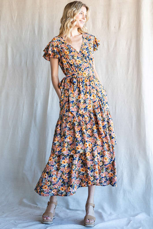 Floral Ruffled Midi Dress