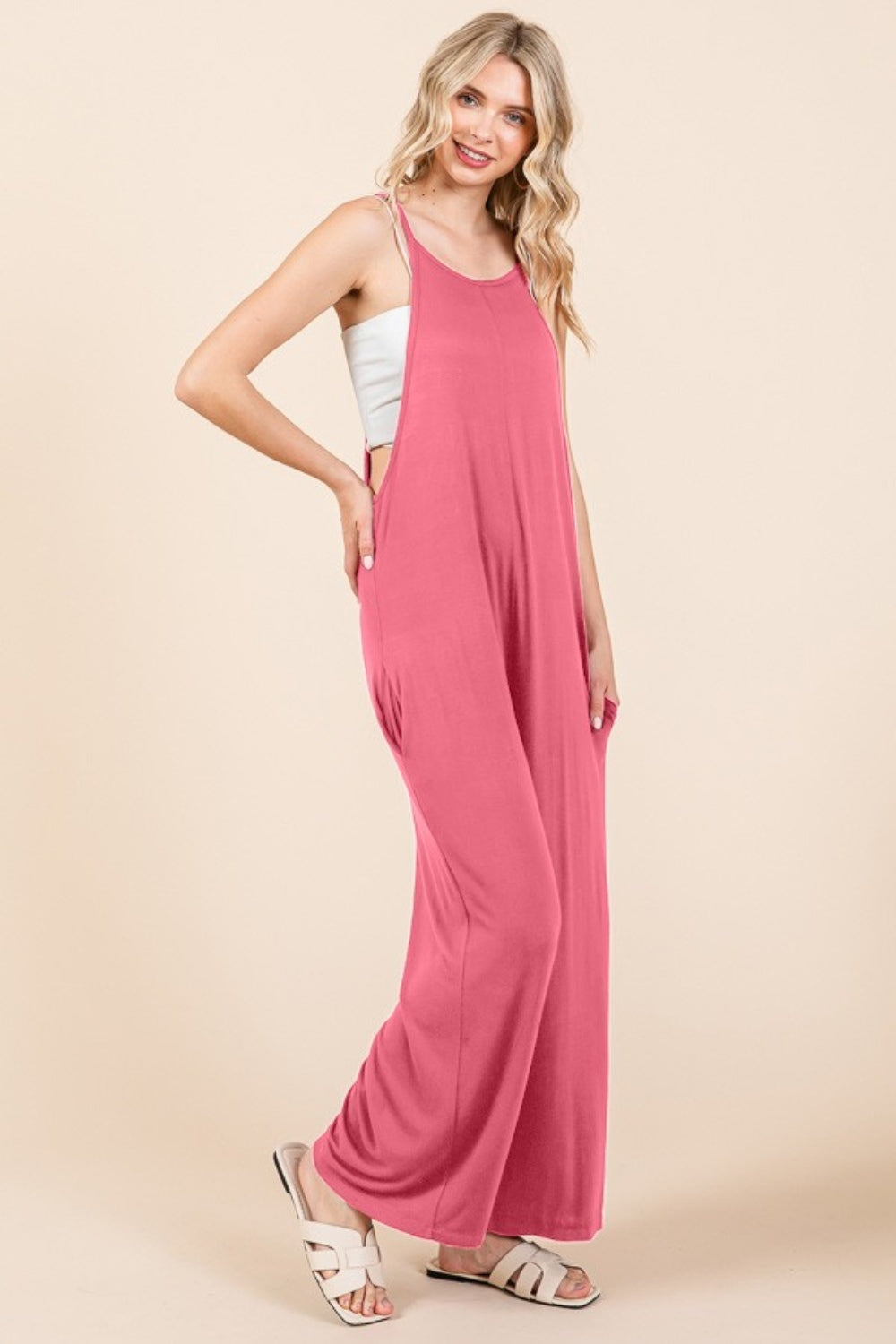 Sleeveless Wide Leg Jumpsuit with Pockets