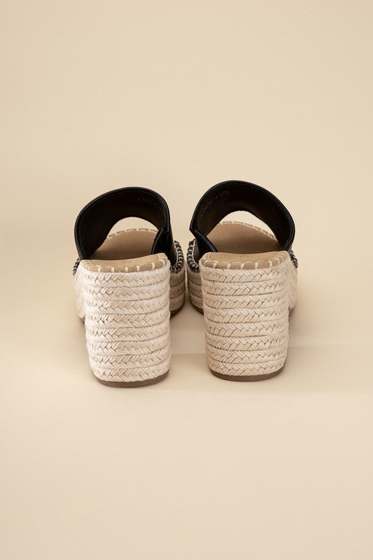 LOCK-1 ESPADRILLE MULE HEELS