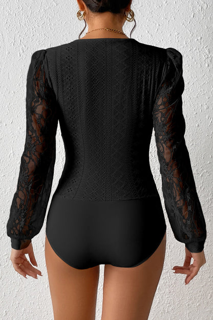 Eyelet Lace Long Sleeve Bodysuit