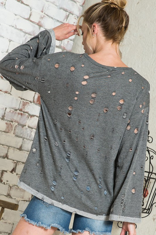 DISTRESSED TERRY TOP