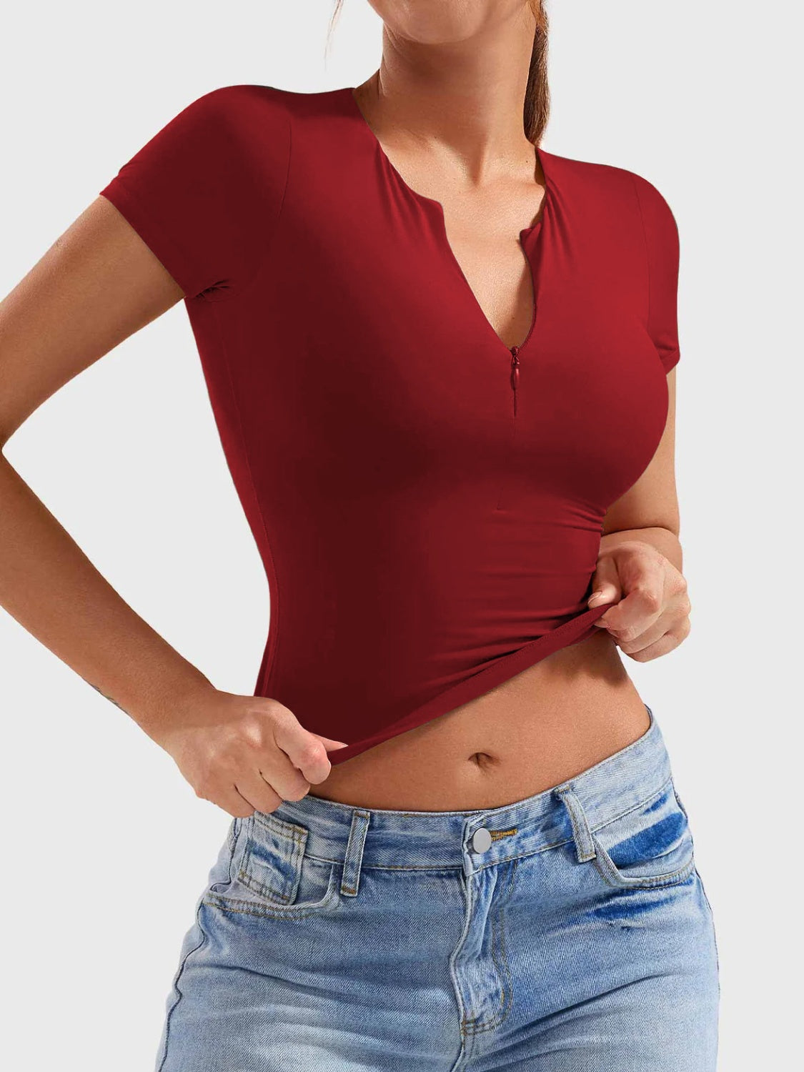 Half Zip Short Sleeve T-Shirt