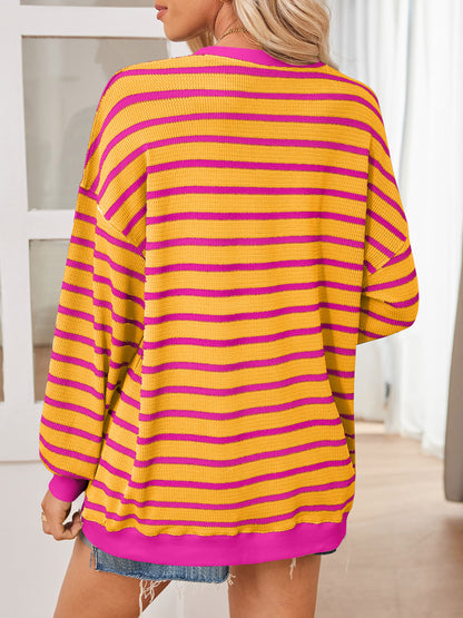 Striped Contrast Long Sleeve Sweatshirt