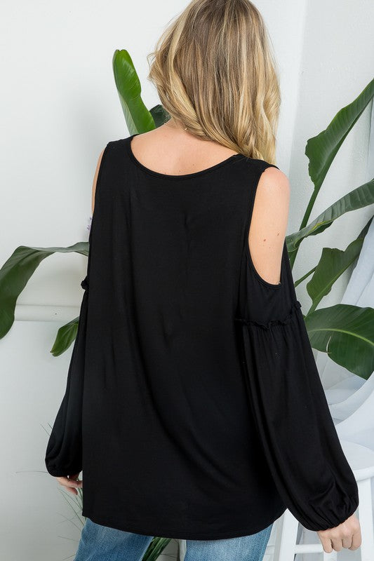 PLUS COLDSHOULDER CASUAL BLOUSES TOP