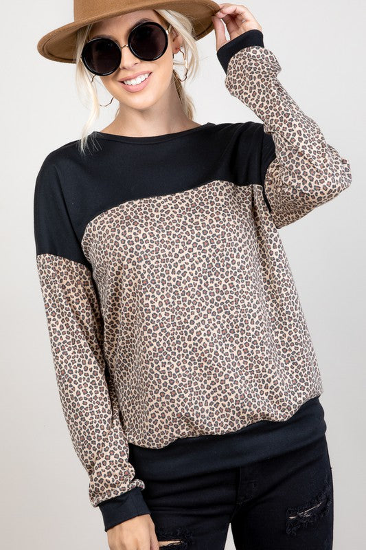 TERRY ANIMAL MIXED SWEATSHIRT TOP