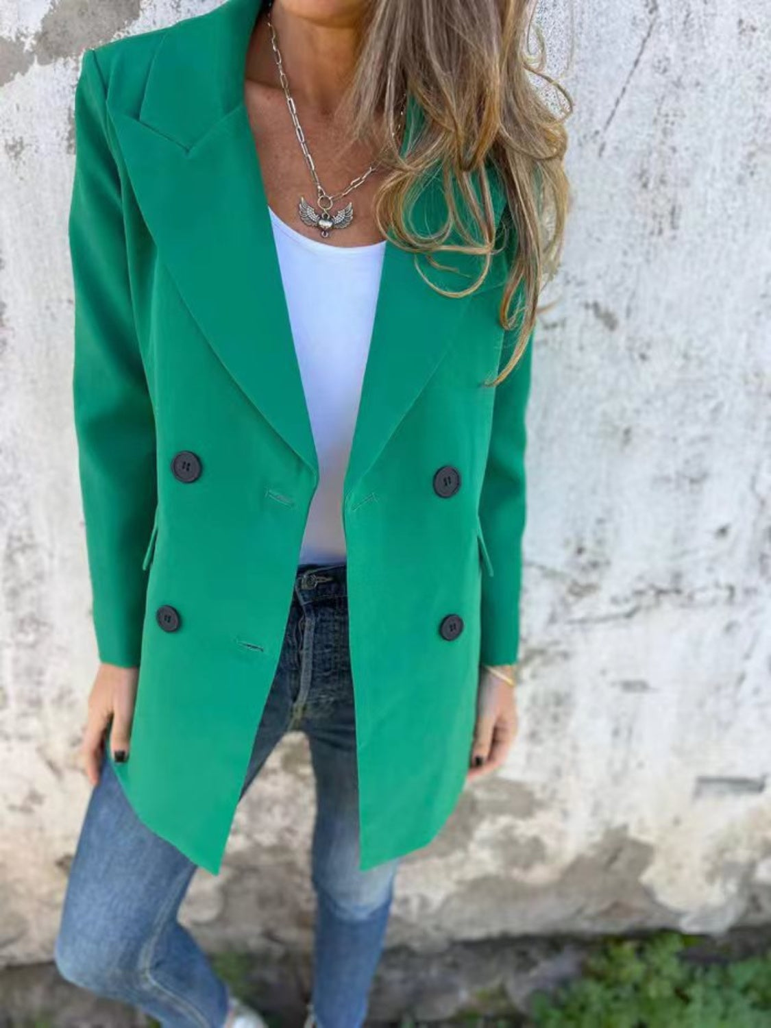 Collared Neck Long Sleeve Blazer