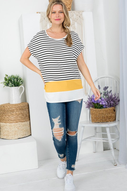 STRIPE COLORBLOCK TUNIC TOP