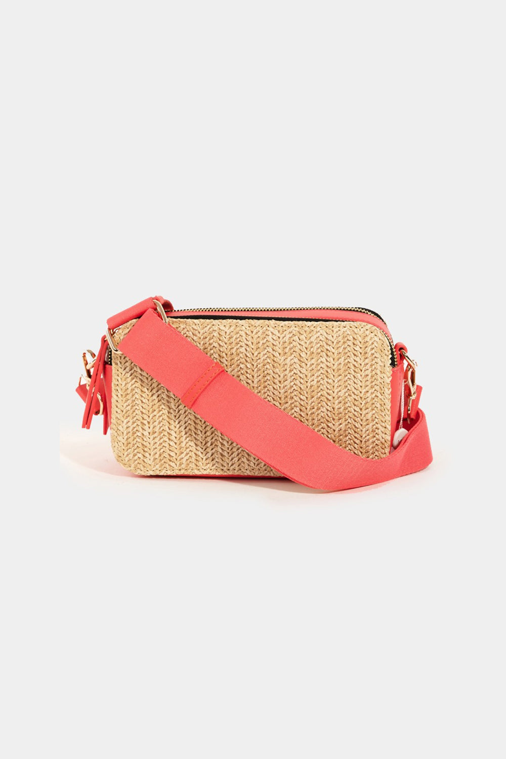 Straw Contrast Crossbody Bag