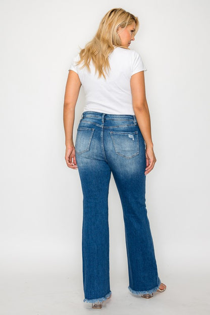 bytos Hem Distressed High Rise Bootcut Jeans