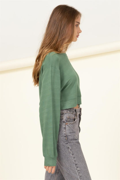 Soul Mate Drop-Shoulder Cropped Sweatshirt