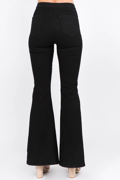 Side Slit Flare Jeans