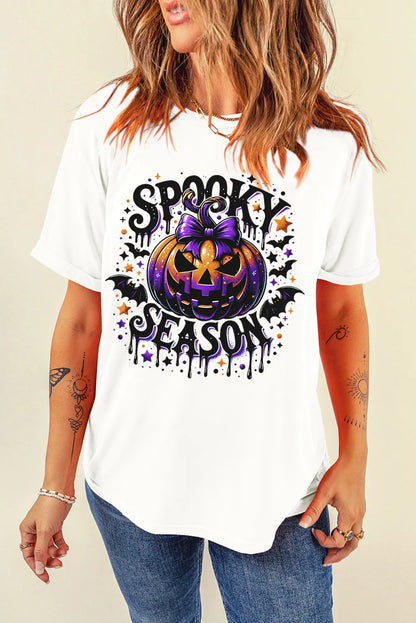 Jack-O'-Lantern Graphic Round Neck Short Sleeve T-Shirt