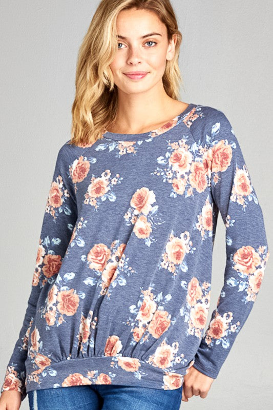 ALLOVER FLORAL SWEATSHIRT TOP