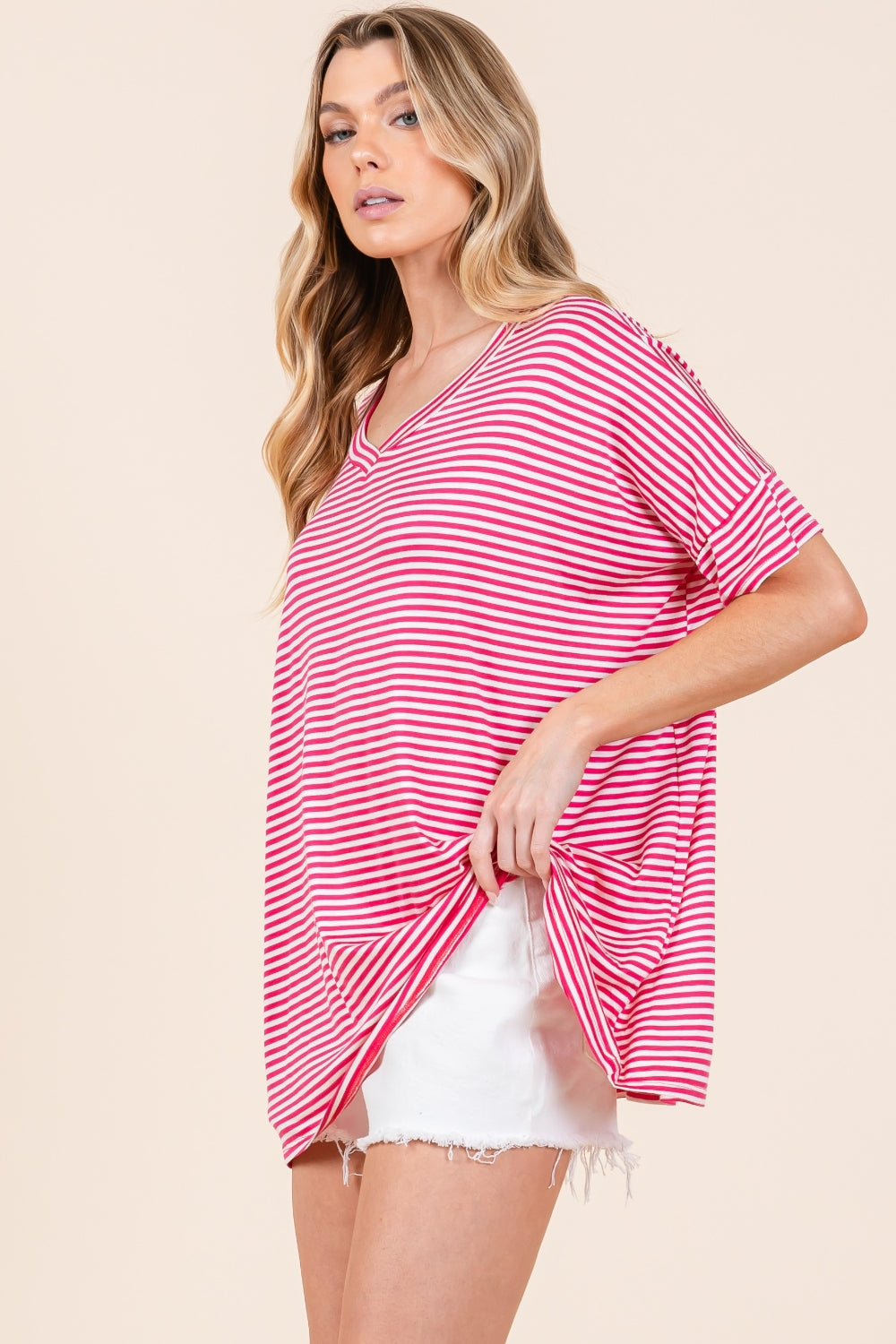 Striped V-Neck T-Shirt