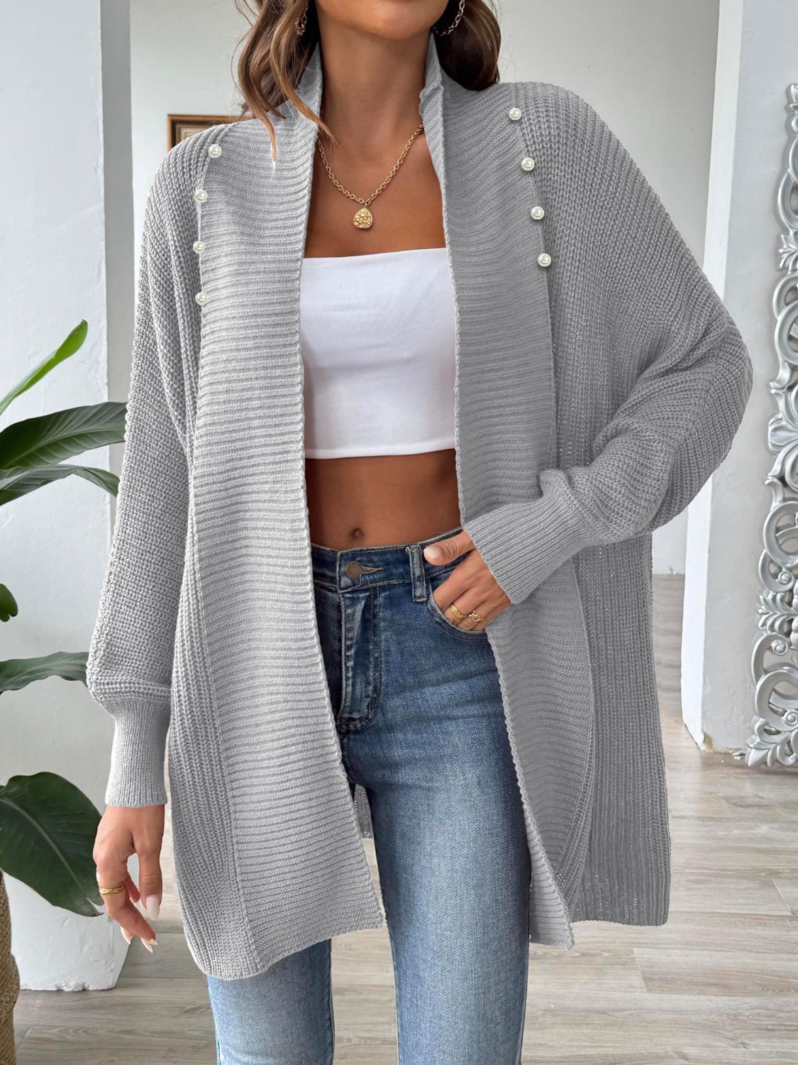 Open Front Long Sleeve Cardigan