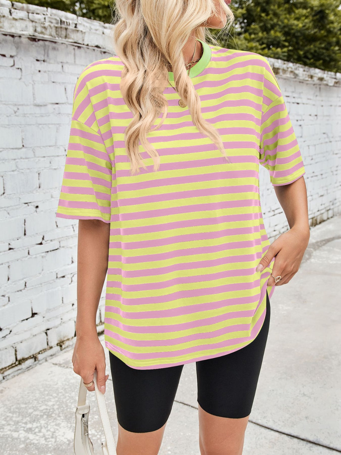 Striped Round Neck Half Sleeve T-Shirt