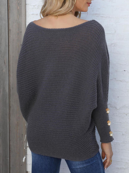 Boat Neck Long Sleeve Sweater