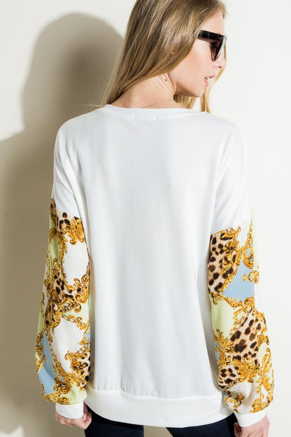 PLUS CHAIN PRINT MIX SWEATSHIRT TOP