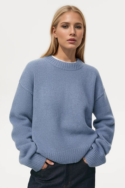 Round Neck Dropped Shoulder Sweater