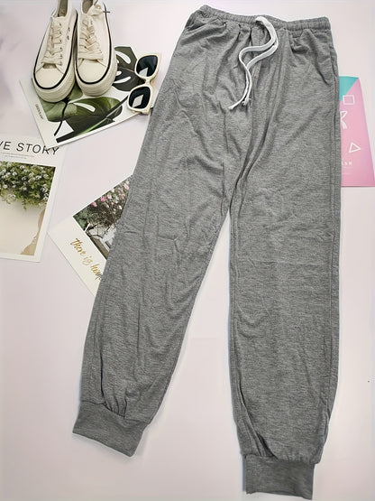 Drawstring Elastic Waist Joggers with Pockets