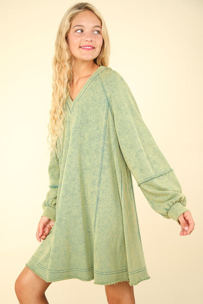 Mineral Washed Oversized A-Line Mini Dress