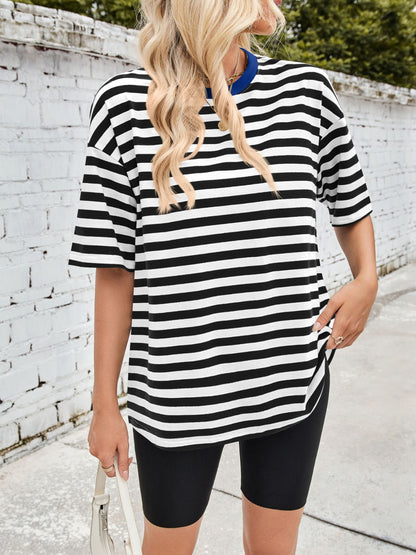 Striped Round Neck Half Sleeve T-Shirt