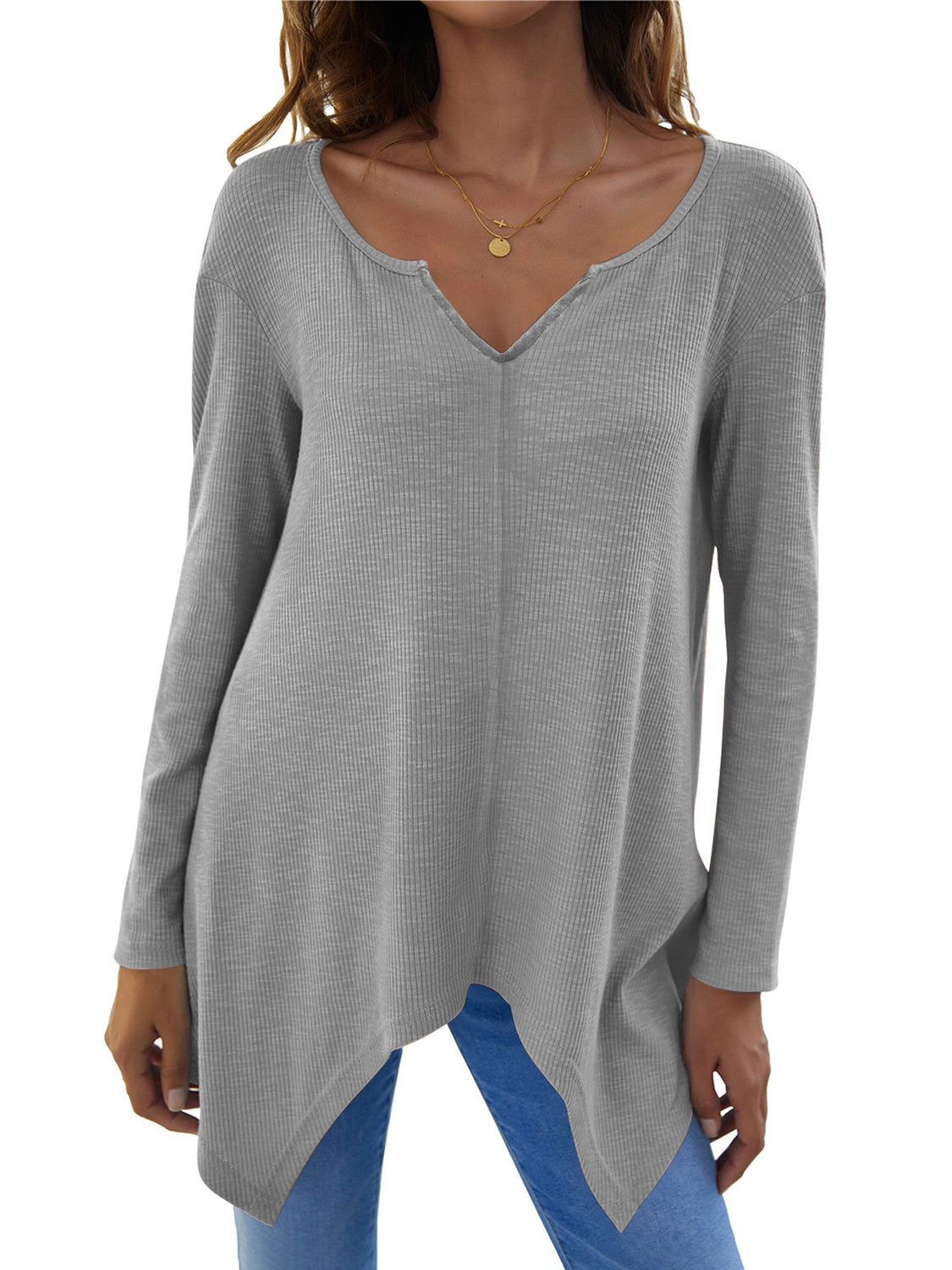 V-Neck Long Sleeve T-Shirt