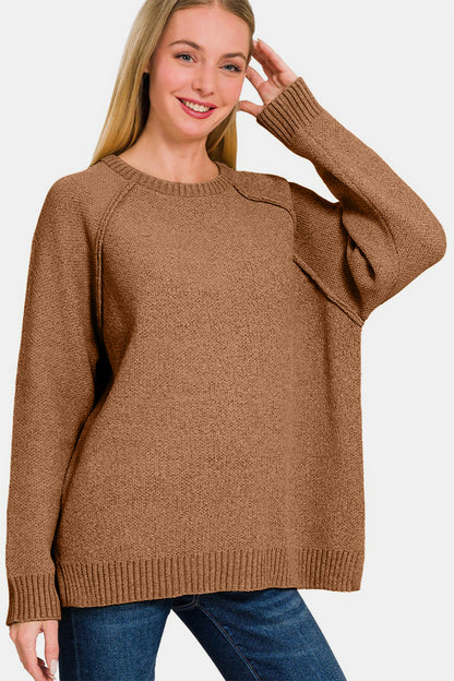 Side Slit Raglan Sleeve Sweater