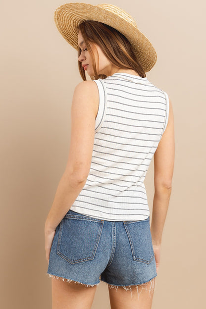 Femme Striped Round Neck Tank