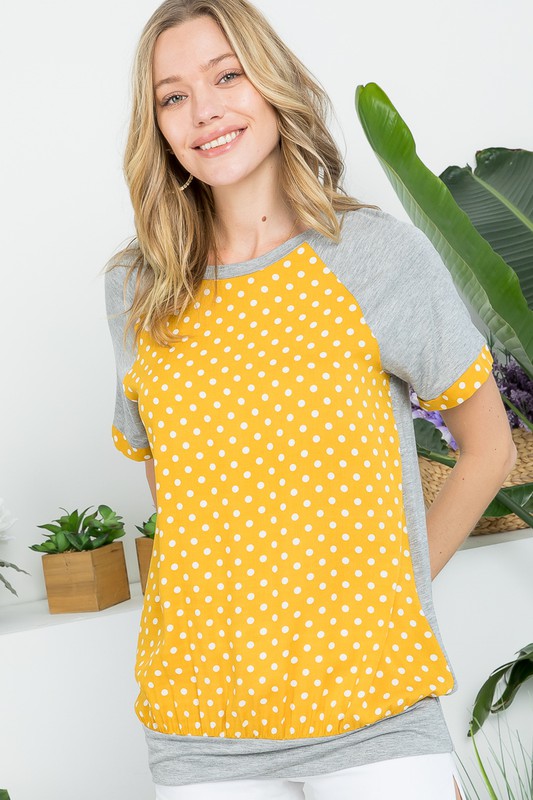 PLUS POLKA DOT MIX CASUAL TUNIC TOP